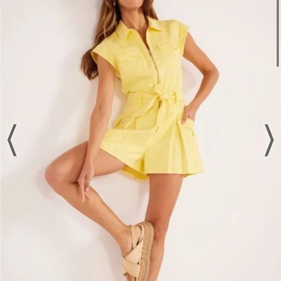 MINKPINK Ayla Scalloped Playsuit-Pineapple - Picture 6 of 7
